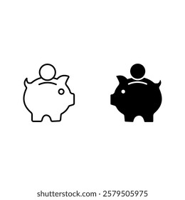 piggy bank icon set color editable