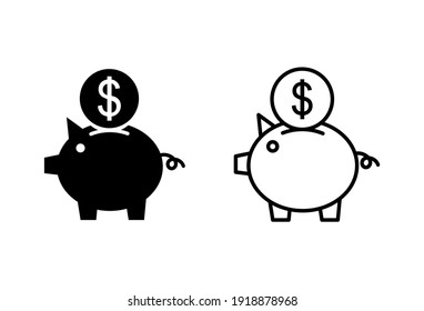 Piggy bank icon set. piggy money icon