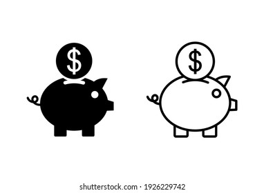 Piggy bank icon set. piggy money icon