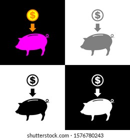 Piggy bank icon set, vector illustration