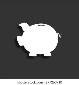 Piggy bank icon with shadow - vector illustration