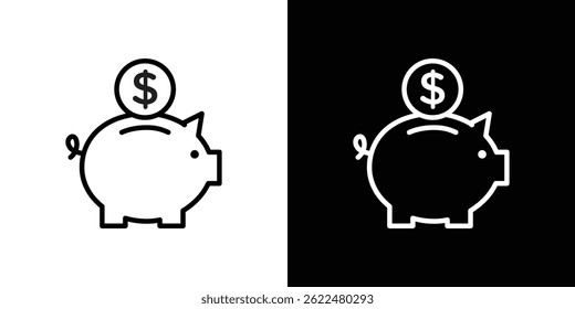 Piggy bank icon shape graphic simple plain clipart symbol. thin line outline art