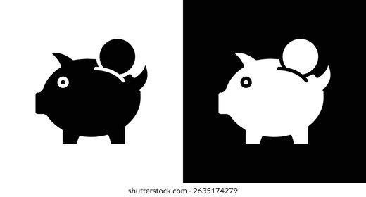 Piggy bank icon in solid flat trendy design style.