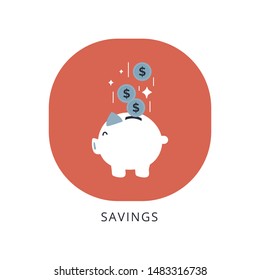 Piggy bank icon style flat trendy - Vector