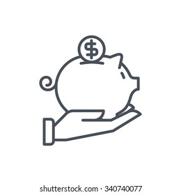 Piggy bank icon suitable for info graphics, websites and print media and  interfaces. Line vector icon.