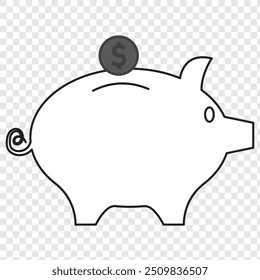 Piggy bank icon symbol shape. Money dollar saving logo sign silhouette. Vector illustration image. Isolated on white background. Eps 10.