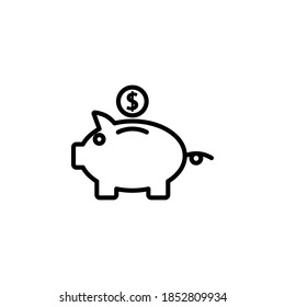 Piggy bank icon symbol vector on white background.