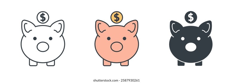 Piggy Bank icon symbol vector illustration isolated on white background