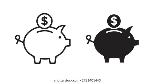 Icono de la hucha para la Plantilla. Conjunto de gráficos de Vector de iconos