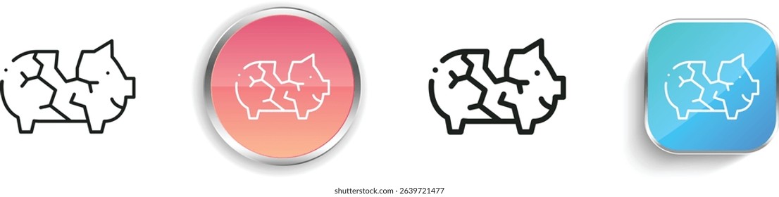 piggy bank icon. Thin Linear, Regular and Button Style Design Isolated On White Background