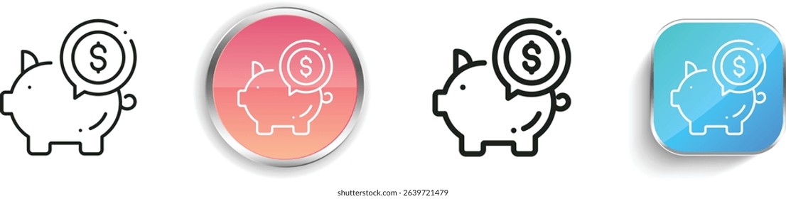 piggy bank icon. Thin Linear, Regular and Button Style Design Isolated On White Background