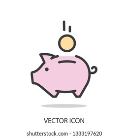 Piggy Bank Icon Vector