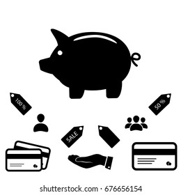 Piggy bank icon, vector best flat icon EPS

