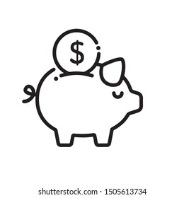 Piggy Bank icon  vector black color