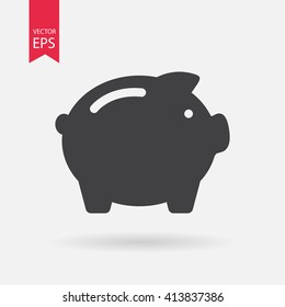 Piggy Bank icon vector, Debt, savings, save money, budget, finance concept. Minimalistic sign isolated on white background. Trendy Flat style for graphic design, Web site, UI. EPS10