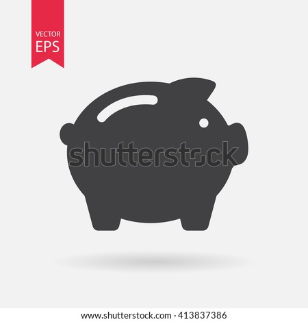 Piggy Bank icon vector, Debt, savings, save money, budget, finance concept. Minimalistic sign isolated on white background. Trendy Flat style for graphic design, Web site, UI. EPS10