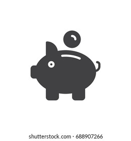Piggy bank icon vector, filled flat sign, solid pictogram isolated on white. Savings symbol, logo illustration. Pixel perfect vector graphics
