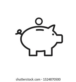 Piggy bank icon vector flat style logo template 