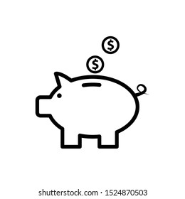 Piggy bank icon vector flat style logo template 