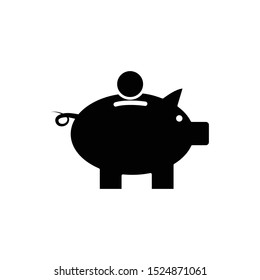 Piggy bank icon vector flat style logo template 