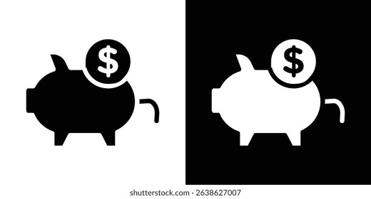 Piggy bank icon Vector in flat style. Collection silhouettes