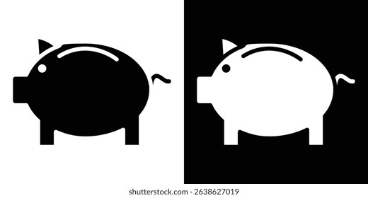 Piggy bank icon Vector in flat style. Collection silhouettes