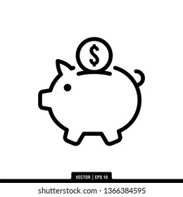 Piggy Bank Icon Vector Illustration Logo Template