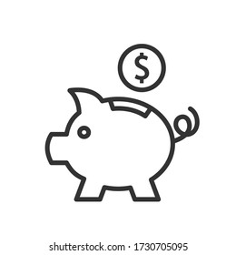 Piggy Bank Icon. Vector Illustration.