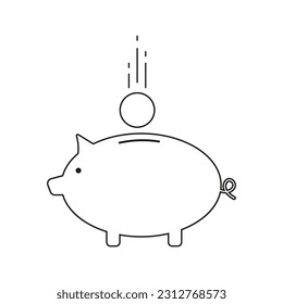 piggy bank icon. Vector illustration. Stock picture.