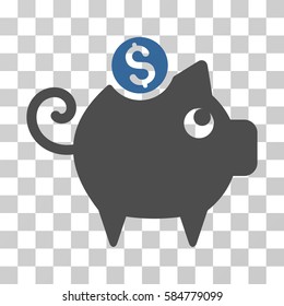 Piggy Bank icon. Vector illustration style is flat iconic bicolor symbol, cobalt and gray colors, transparent background. Designed for web and software interfaces.