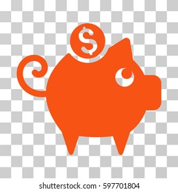 Piggy Bank icon. Vector illustration style is flat iconic symbol, orange color, transparent background. Designed for web and software interfaces.