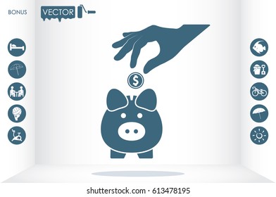 Piggy bank icon vector illustration