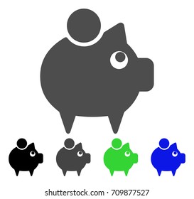 Piggy Bank icon. Vector illustration style is a flat iconic piggy bank symbol with black, gray, green, blue color versions. Designed for web and software interfaces.