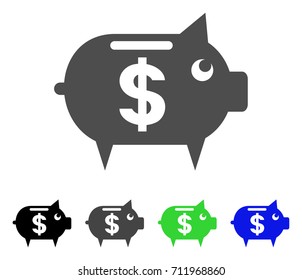 Piggy Bank icon. Vector illustration style is a flat iconic piggy bank symbol with black, gray, green, blue color versions. Designed for web and software interfaces.