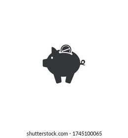 Piggy bank icon vector isolated on white background