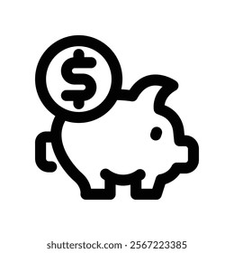 piggy bank icon. vector line icon for your website, mobile, presentation, and logo design.