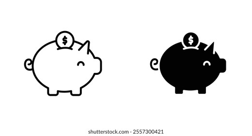 Piggy bank Icon vector. liner and flat style icons set.