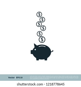 piggy bank icon vector logo template