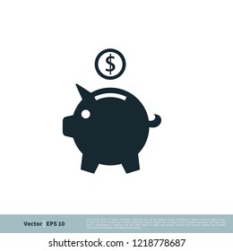 piggy bank icon vector logo template