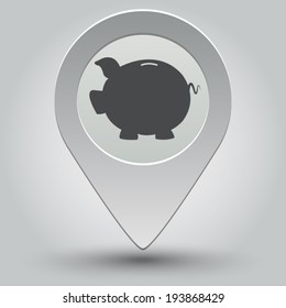 Piggy bank icon - vector map pointer with shadow on light background