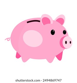 Piggy bank icon, piggy bank vector, money box, Pink Cute piggy bank isolated on white background.