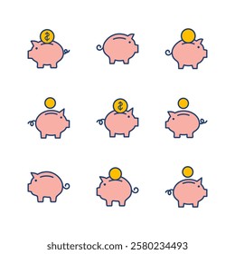 Piggy bank icon vector. piggy money icon