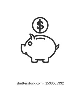 Piggy bank Icon vector sign isolated for graphic and web design. Piggy bank symbol template color editable on white background.