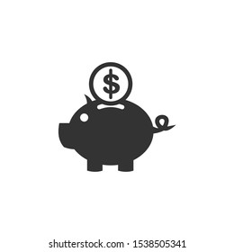 Piggy bank Icon vector sign isolated for graphic and web design. Piggy bank symbol template color editable on white background.