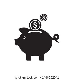 Piggy bank icon vector. Simple design on white background.