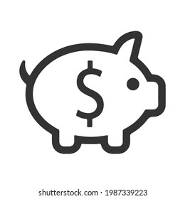 Piggy bank icon vector. Simple design on white background.