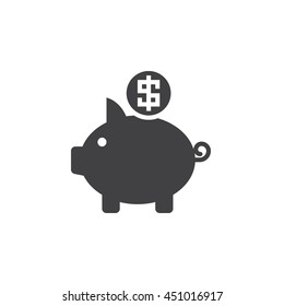 piggy bank icon vector, solid logo, pictogram isolated on white, pixel perfect illustration