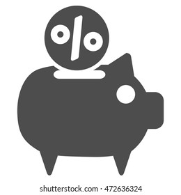 Piggy Bank icon. Vector style is flat iconic symbol with rounded angles, gray color, white background.