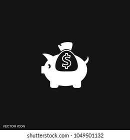 Piggy bank icon, vector symbol isolated on background.
