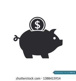 Piggy bank Icon Vector Template Flat Design